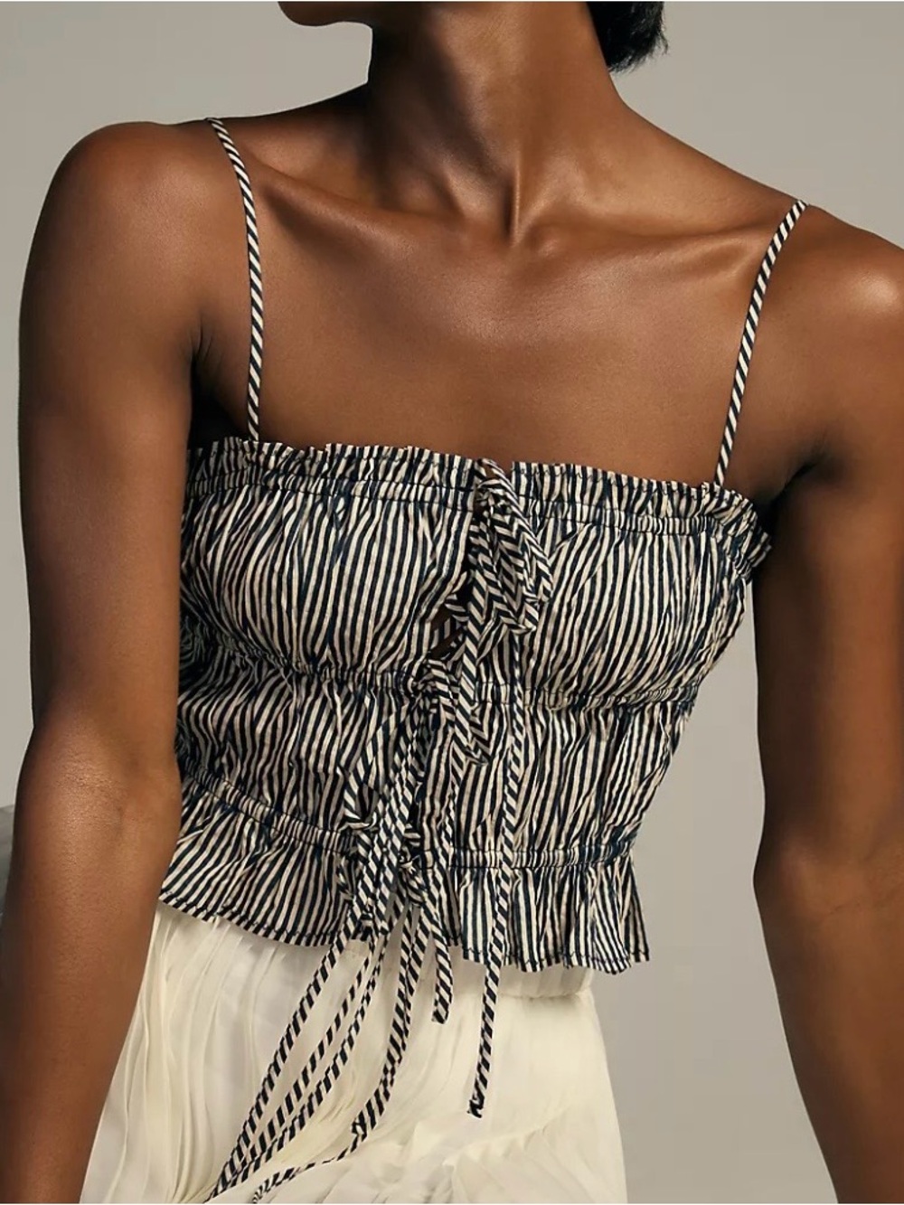 Ciao Lucia Navy and White Striped Crop Top